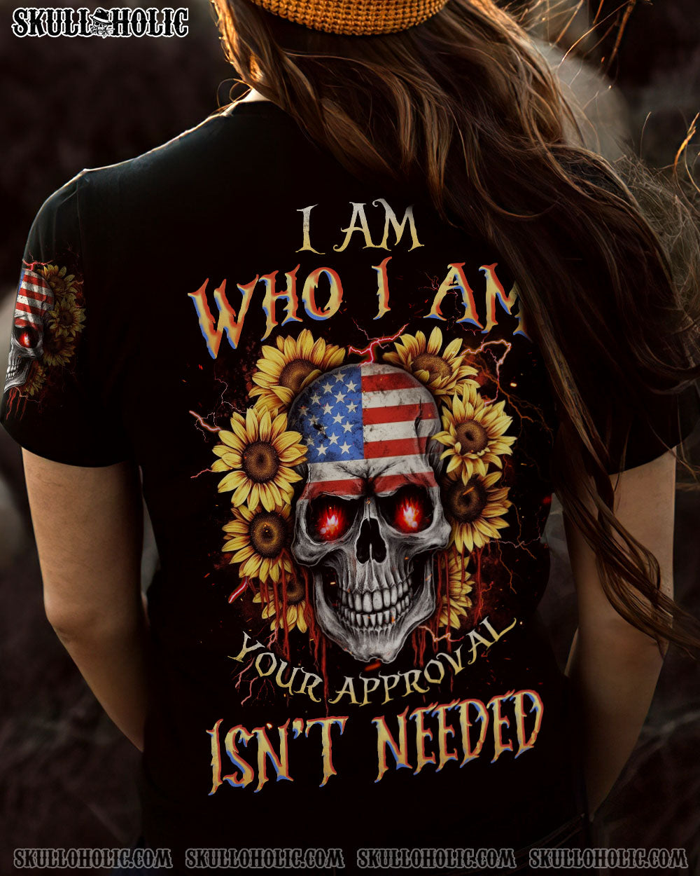 I AM WHO I AM SKULL SUNFLOWER FLAG ALL OVER PRINT – TLNZ1605231