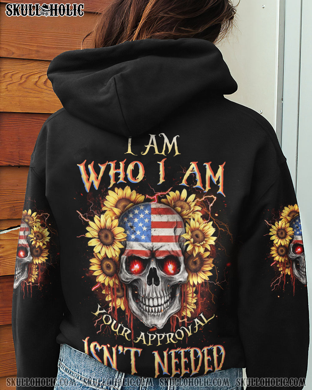 I AM WHO I AM SKULL SUNFLOWER FLAG ALL OVER PRINT – TLNZ1605231