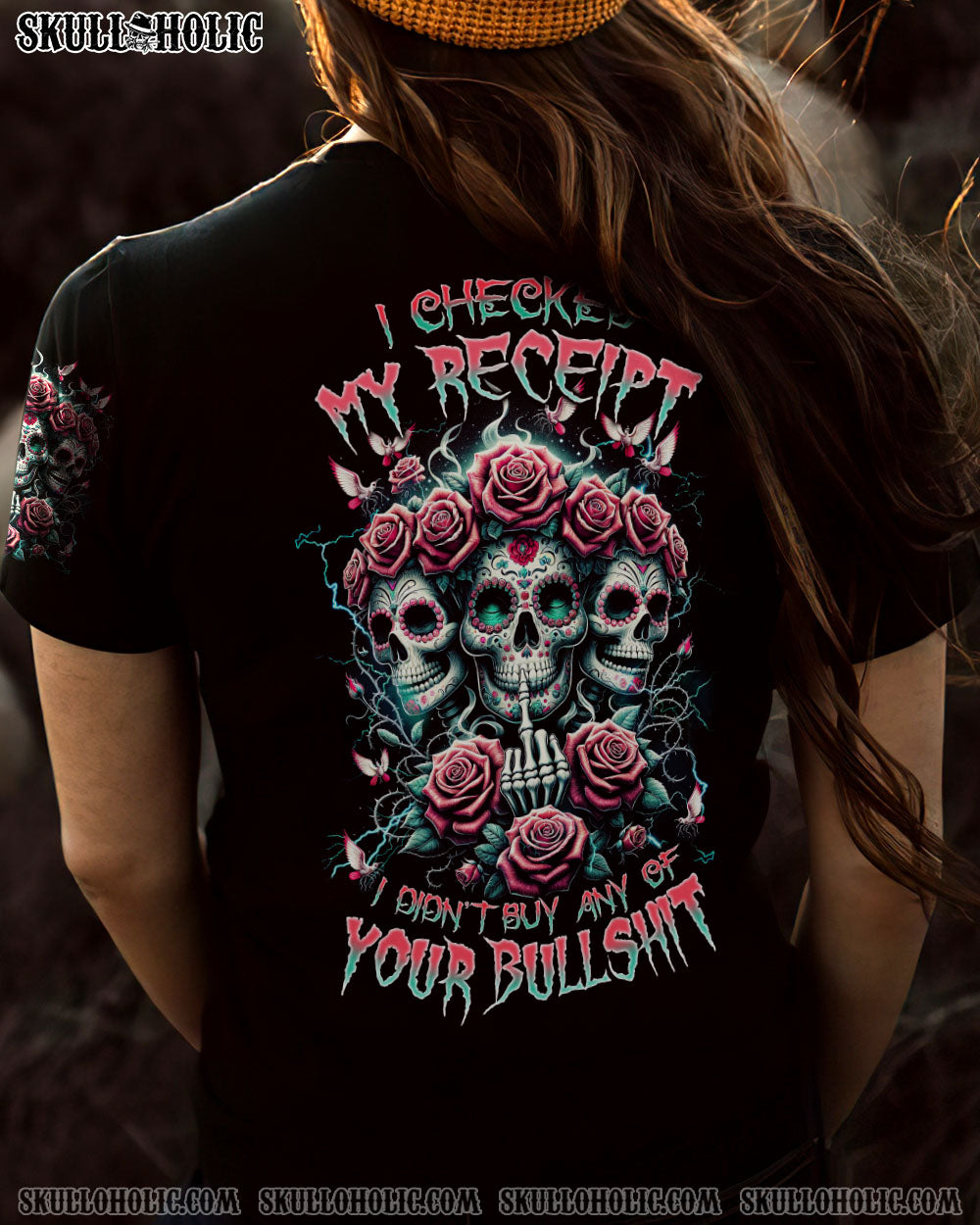 I CHECKED MY RECEIPT SKULL ROSE ALL OVER PRINT – TLNZ1011231
