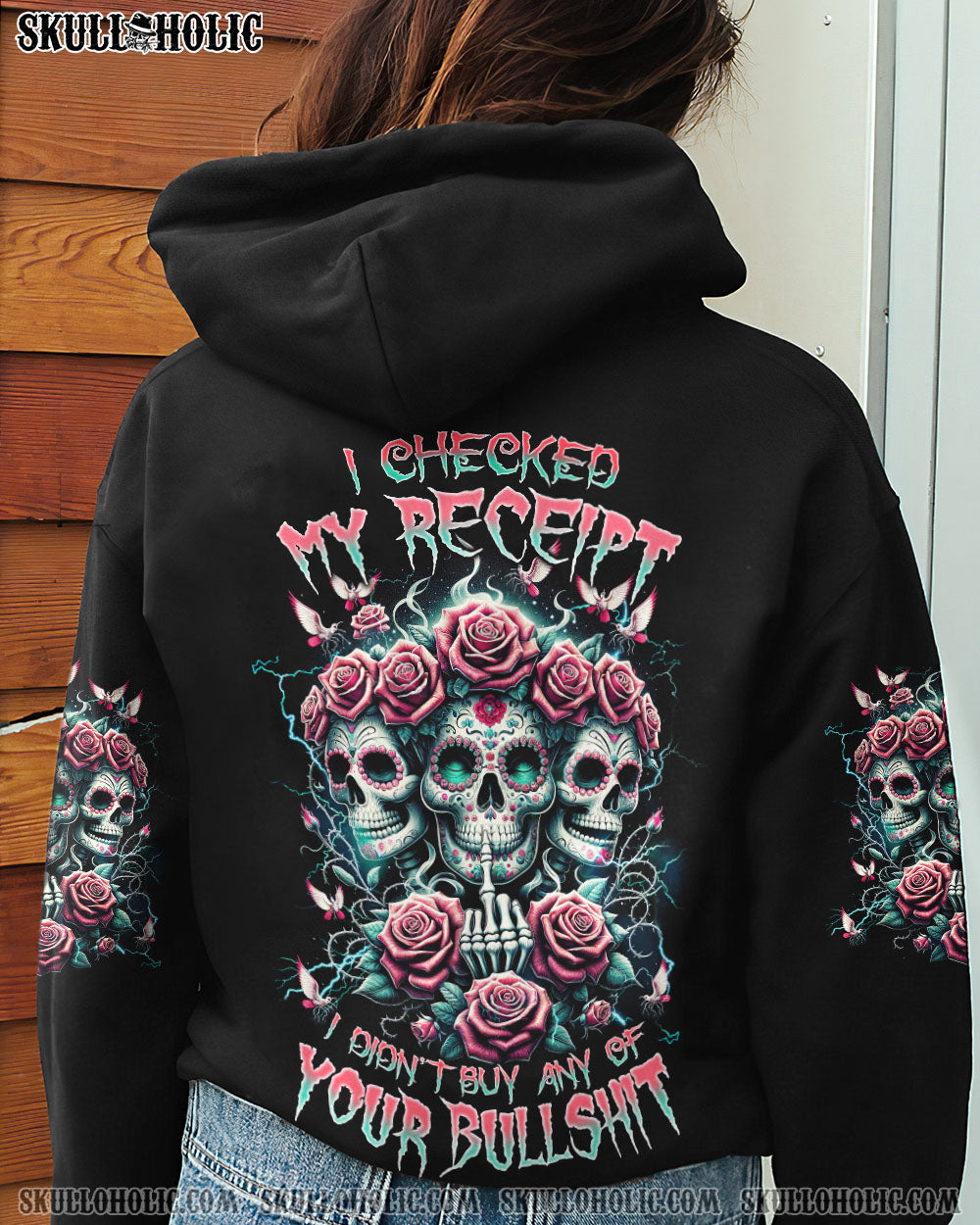 I CHECKED MY RECEIPT SKULL ROSE ALL OVER PRINT – TLNZ1011231