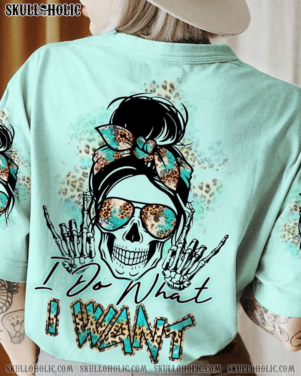 I DO WHAT I WANT MESSY BUN SKULL ALL OVER PRINT - TLTR0804234