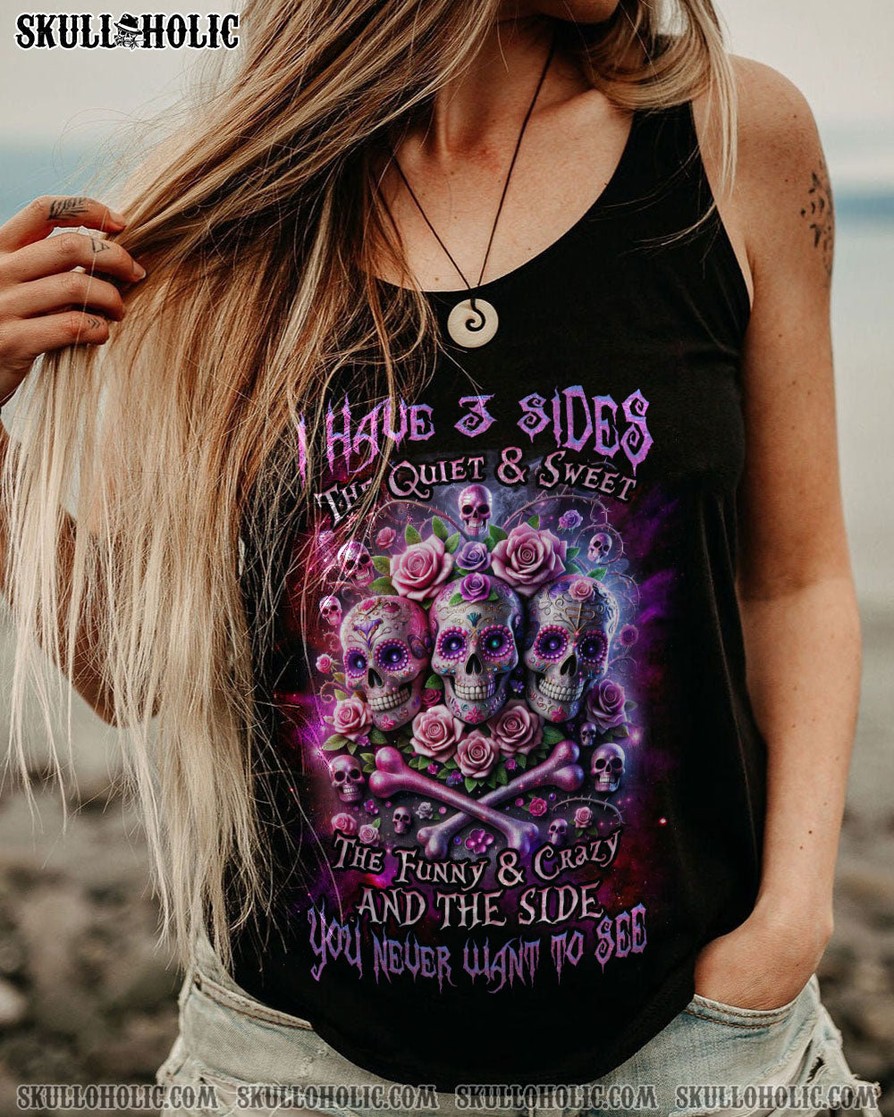 I HAVE 3 SIDES ROSE SUGAR SKULL ALL OVER PRINT – TLNZ0411233