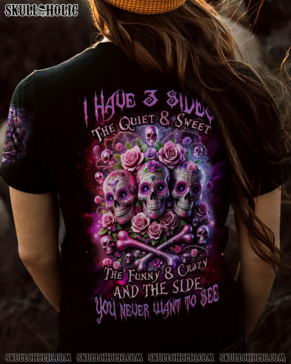I HAVE 3 SIDES ROSE SUGAR SKULL ALL OVER PRINT – TLNZ0411233