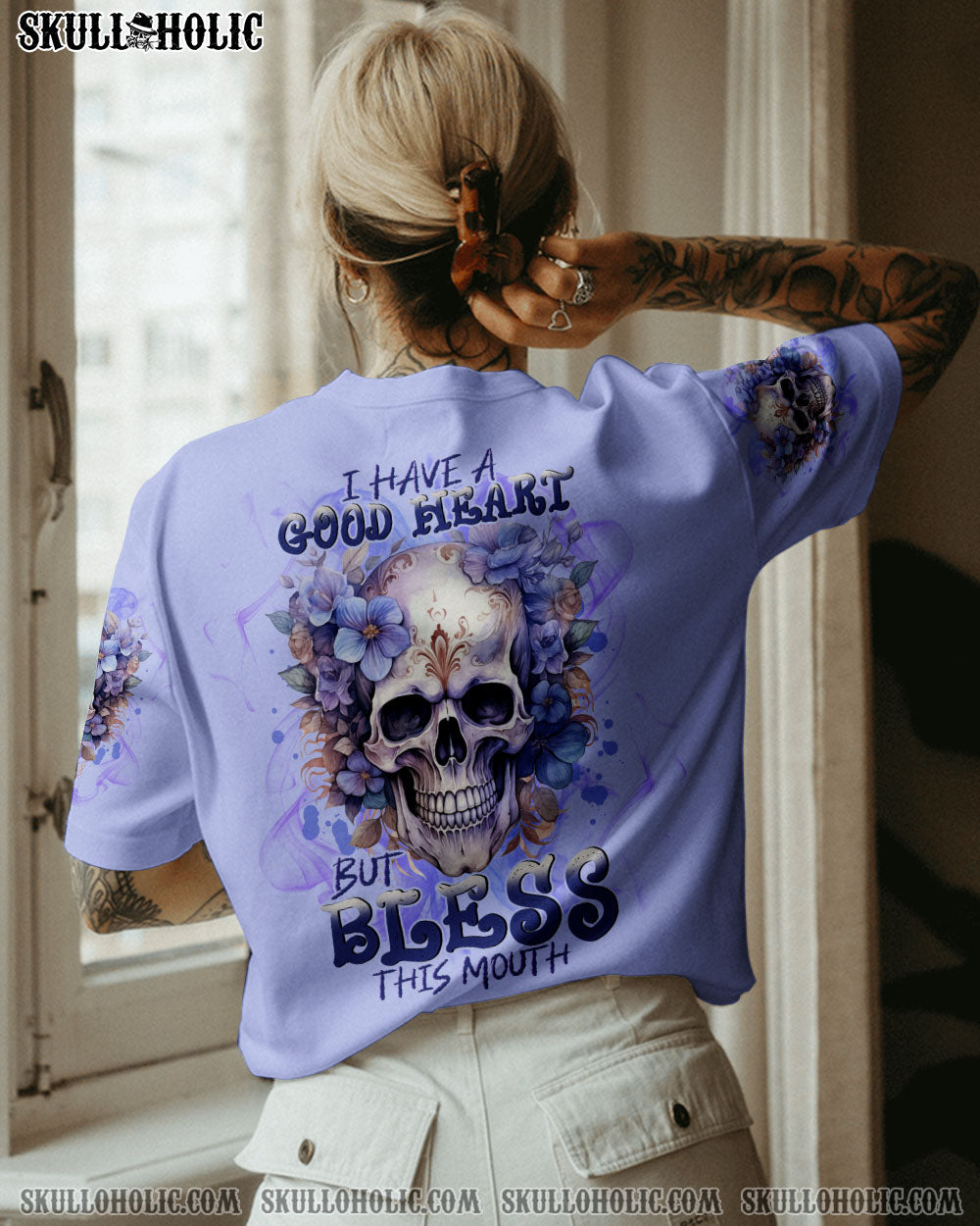 I HAVE A GOOD HEART SKULL FLORAL ALL OVER PRINT – TLNT2109234