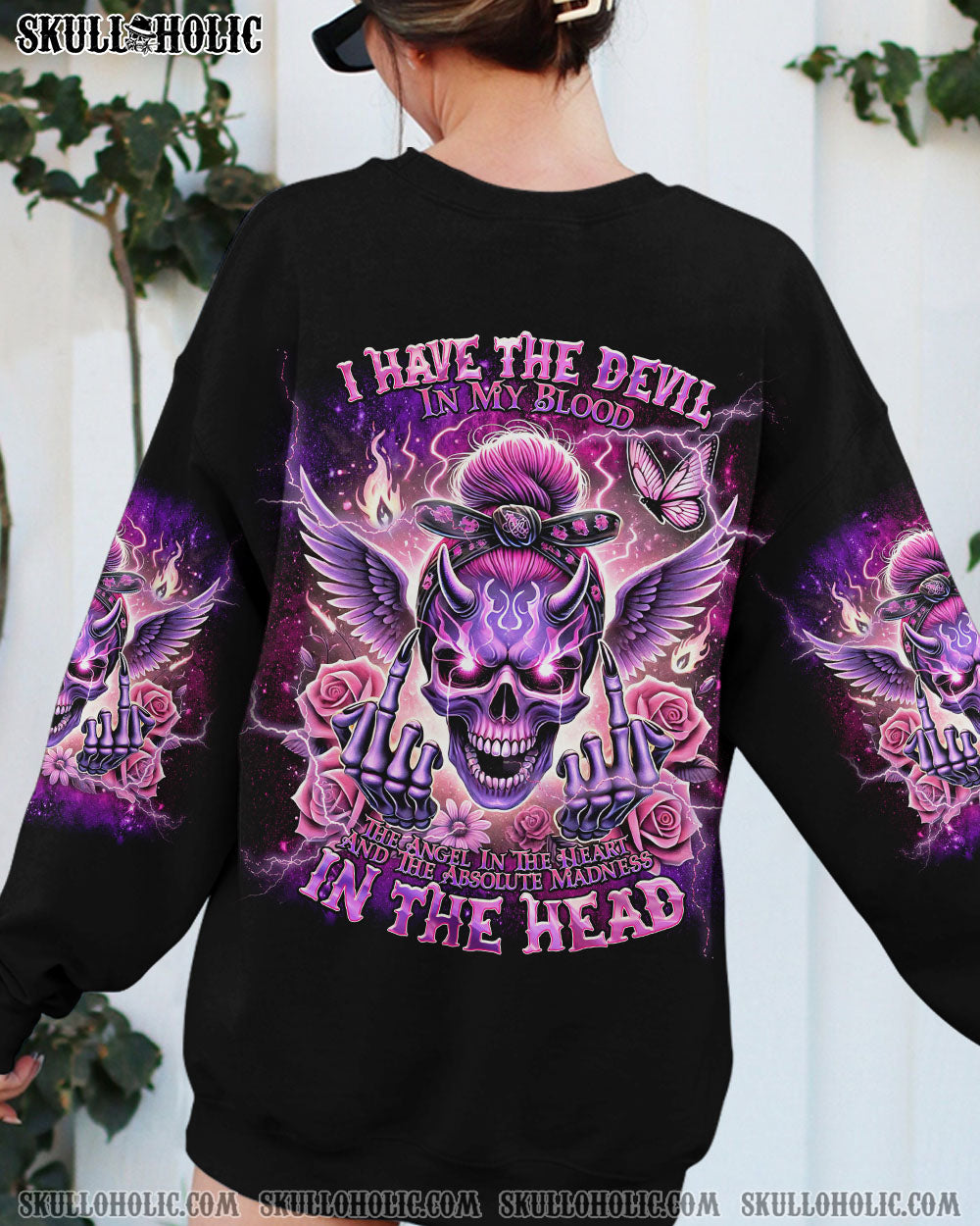 I HAVE THE DEVIL IN MY BLOOD MESSY BUN ALL OVER PRINT – TLNT2407241