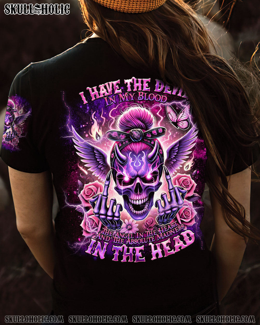 I HAVE THE DEVIL IN MY BLOOD MESSY BUN ALL OVER PRINT – TLNT2407241