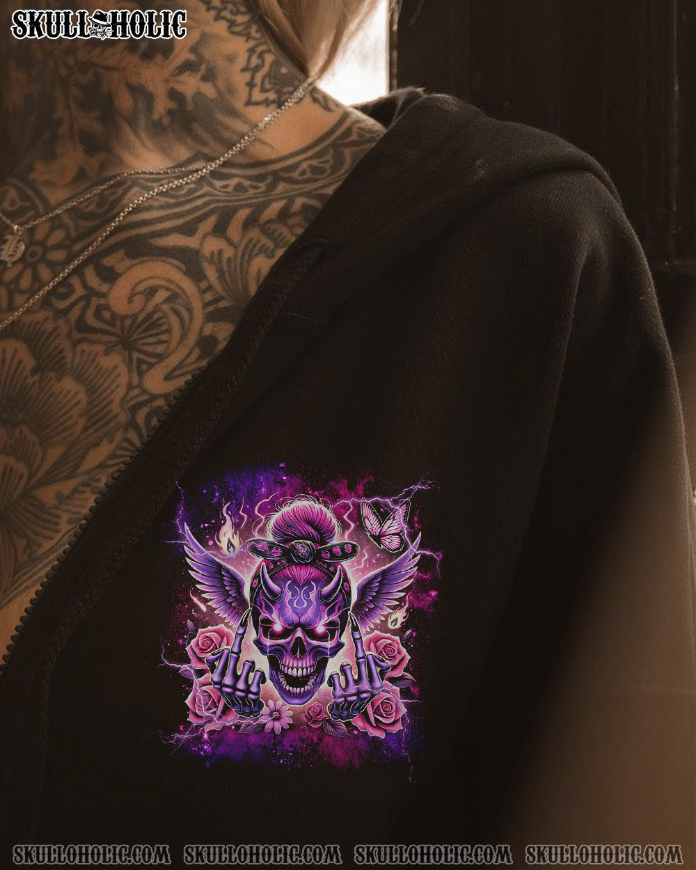 I HAVE THE DEVIL IN MY BLOOD MESSY BUN ALL OVER PRINT – TLNT2407241