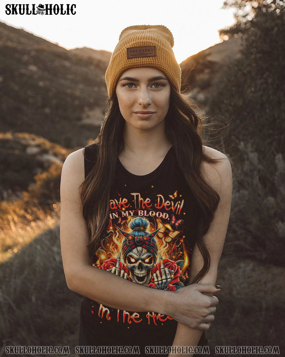 I HAVE THE DEVIL IN MY BLOOD MESSY BUN ALL OVER PRINT – TLPQ2207242