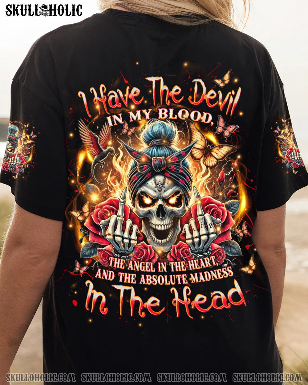 I HAVE THE DEVIL IN MY BLOOD MESSY BUN ALL OVER PRINT - TLPQ2207242