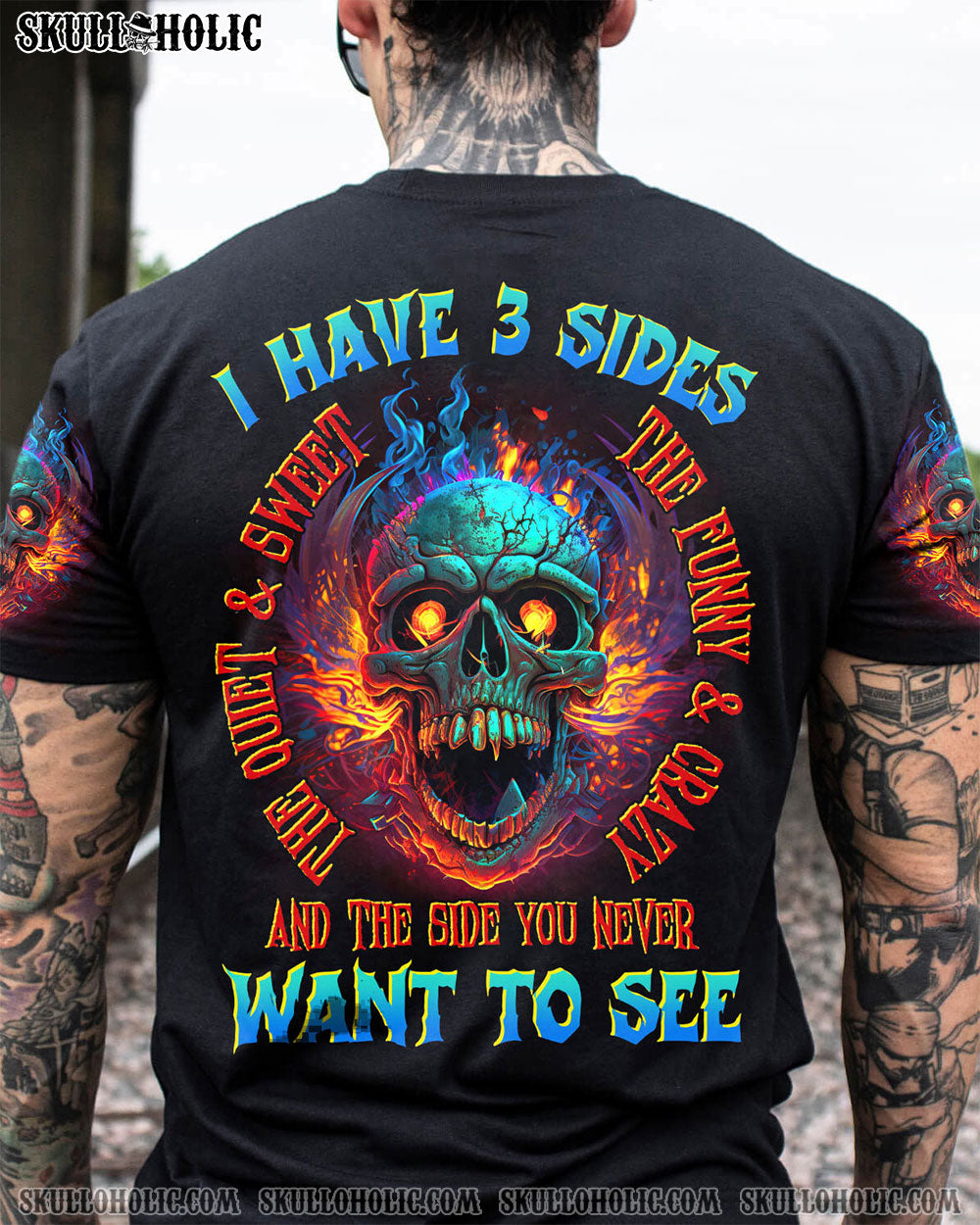 I HAVE THREE SIDES FIRE SKULL ALL OVER PRINT - TLTR1004233