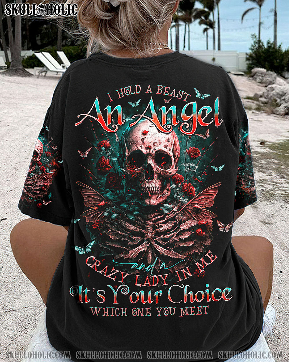 I HOLD A BEAST AN ANGEL ROSE SKELETON ALL OVER PRINT - TLNO2305231