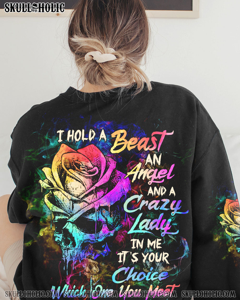 I HOLD A BEAST AN ANGEL SKETCH ROSE SKULL ALL OVER PRINT – TLTW0603233