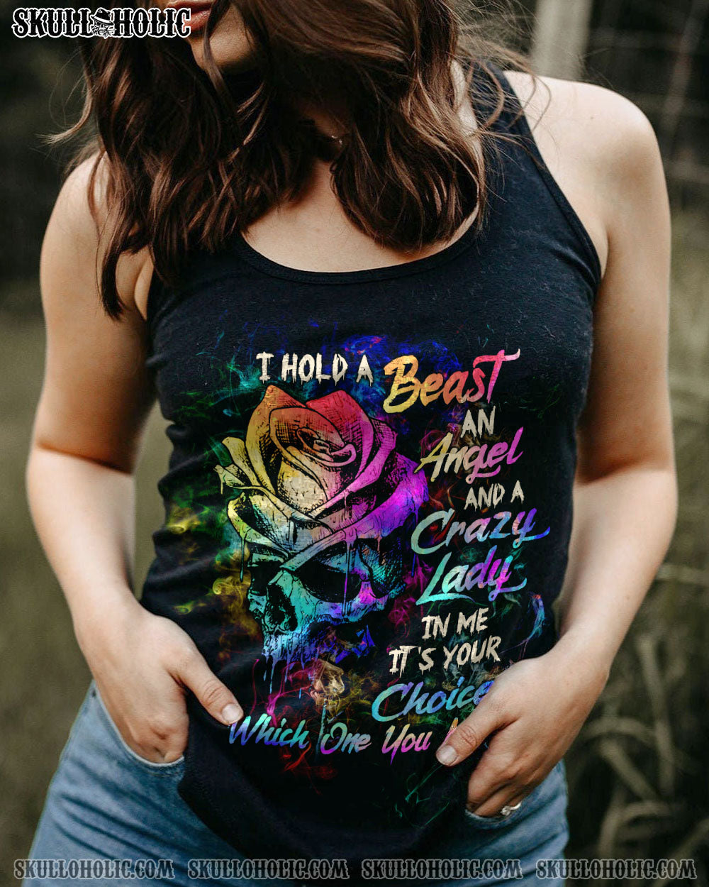 I HOLD A BEAST AN ANGEL SKETCH ROSE SKULL ALL OVER PRINT – TLTW0603233