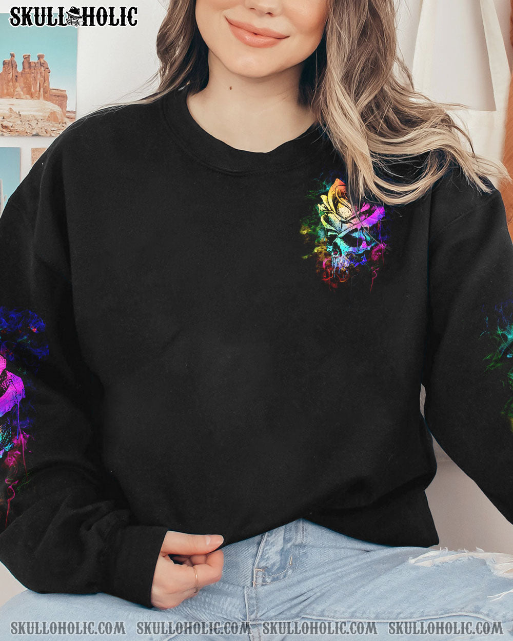 I HOLD A BEAST AN ANGEL SKETCH ROSE SKULL ALL OVER PRINT – TLTW0603233