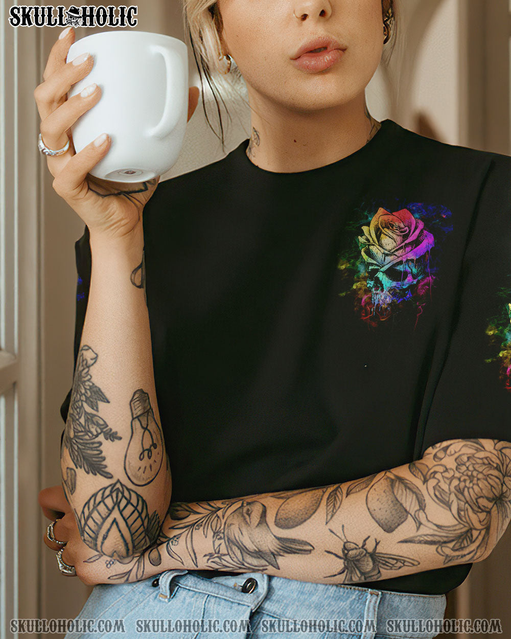 I HOLD A BEAST AN ANGEL SKETCH ROSE SKULL ALL OVER PRINT – TLTW0603233