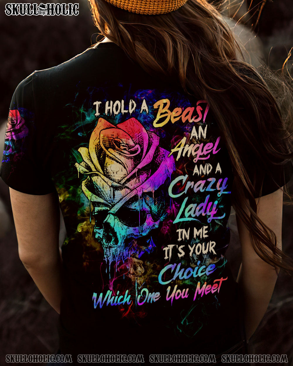 I HOLD A BEAST AN ANGEL SKETCH ROSE SKULL ALL OVER PRINT – TLTW0603233