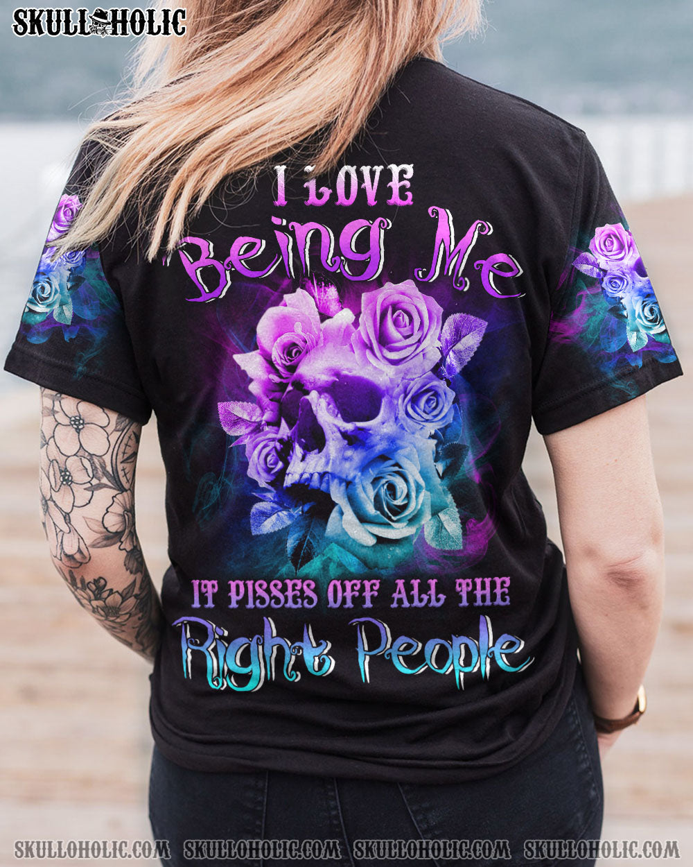 I LOVE BEING ME SKULL FLOWER ALL OVER PRINT – YHLN1301232