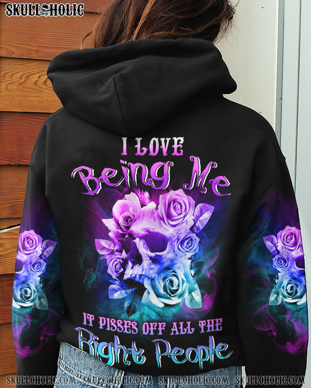 I LOVE BEING ME SKULL FLOWER ALL OVER PRINT – YHLN1301232