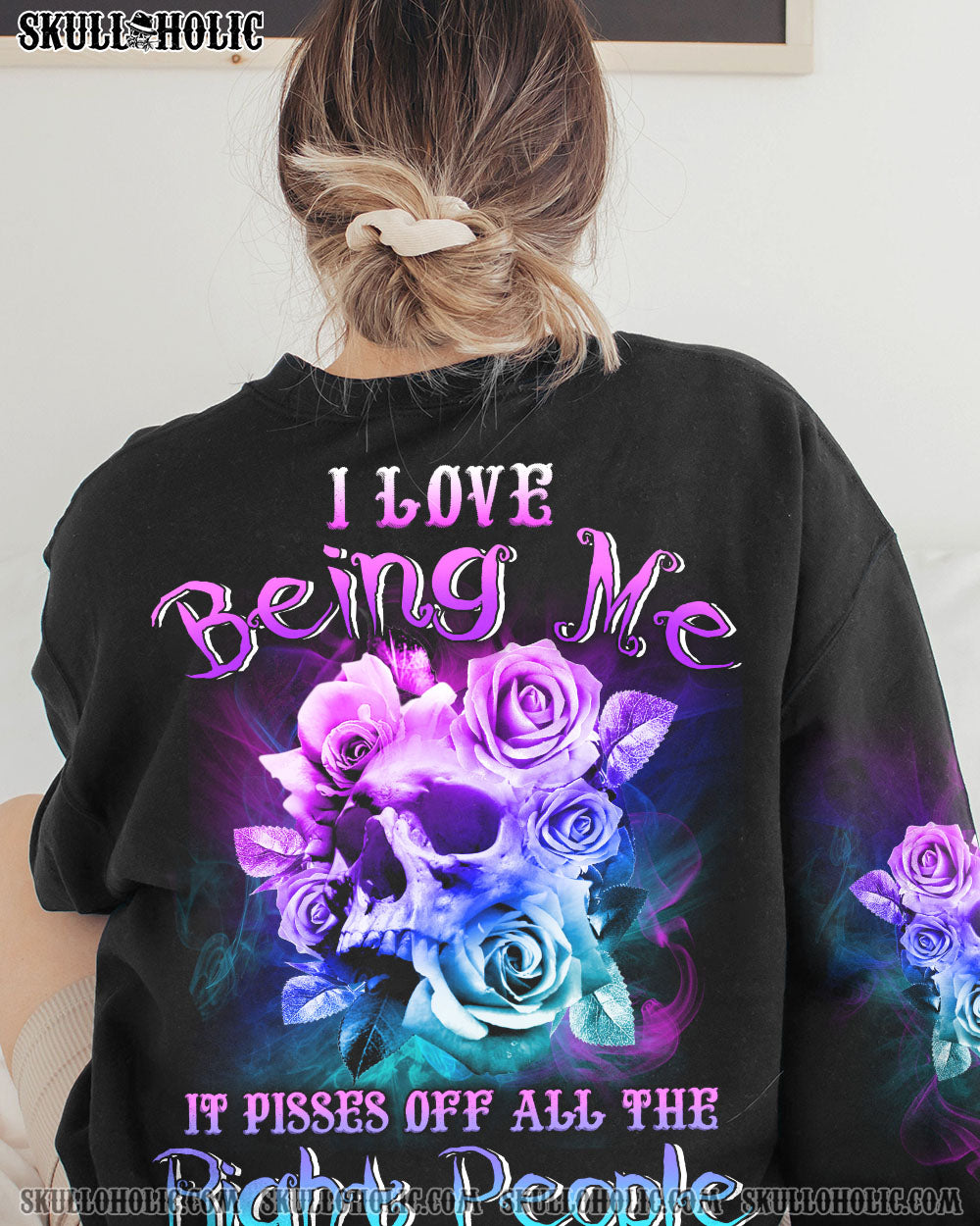 I LOVE BEING ME SKULL FLOWER ALL OVER PRINT – YHLN1301232