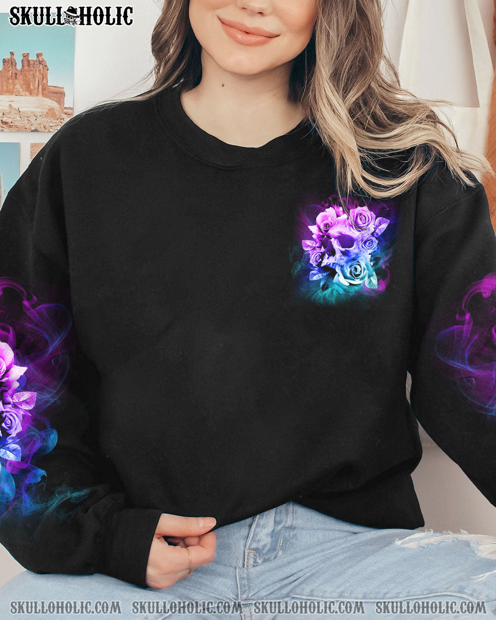 I LOVE BEING ME SKULL FLOWER ALL OVER PRINT – YHLN1301232