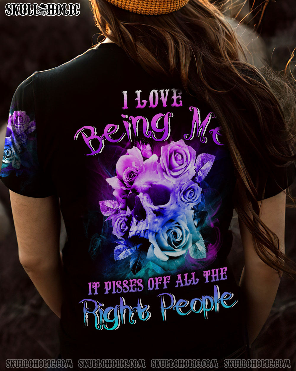 I LOVE BEING ME SKULL FLOWER ALL OVER PRINT – YHLN1301232