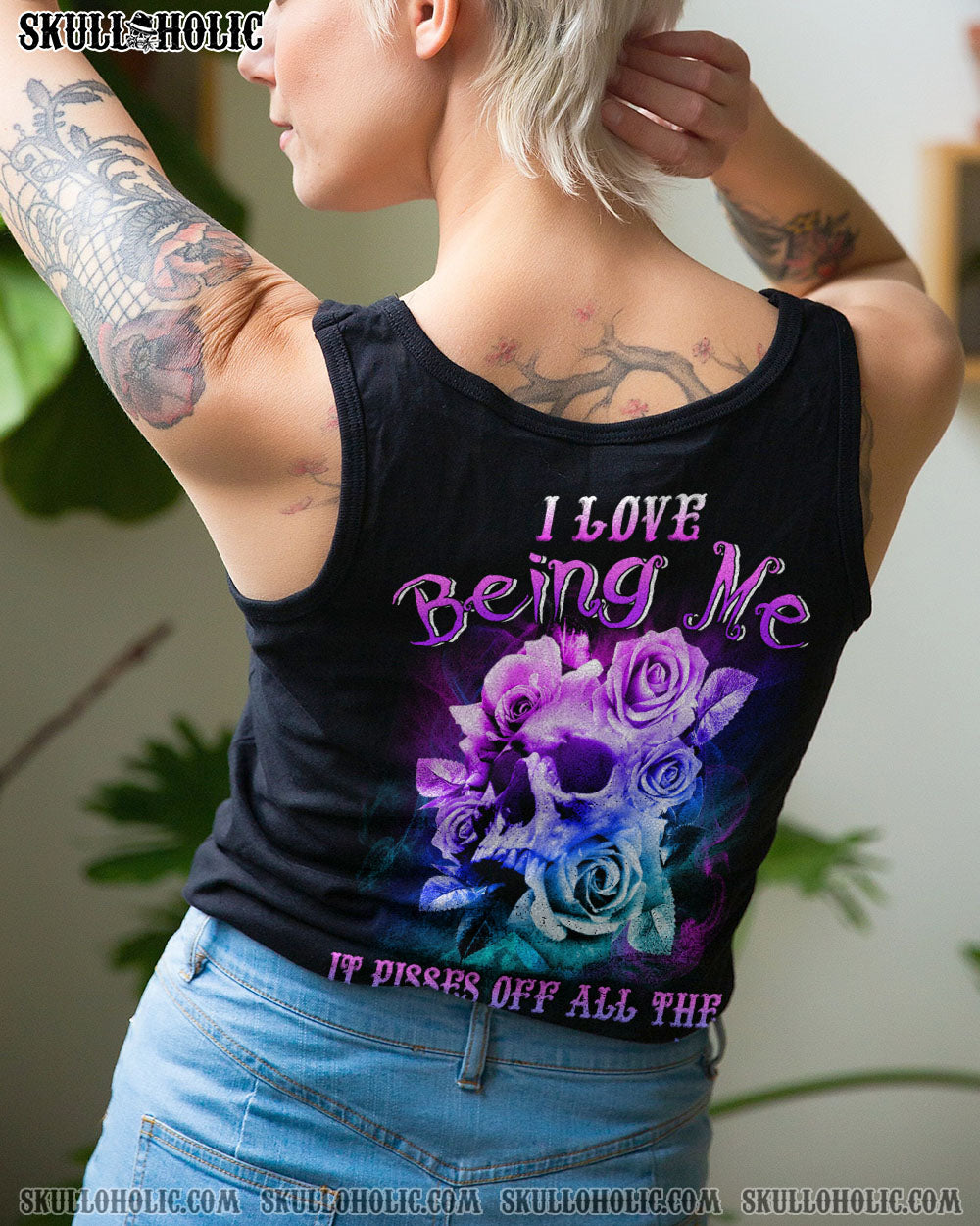 I LOVE BEING ME SKULL FLOWER ALL OVER PRINT – YHLN1301232