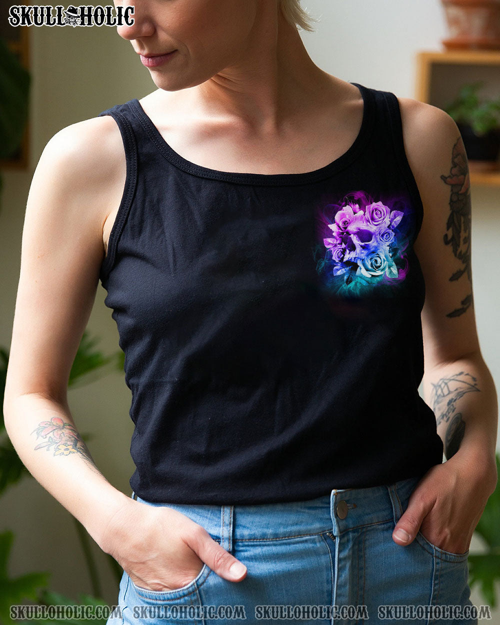 I LOVE BEING ME SKULL FLOWER ALL OVER PRINT – YHLN1301232