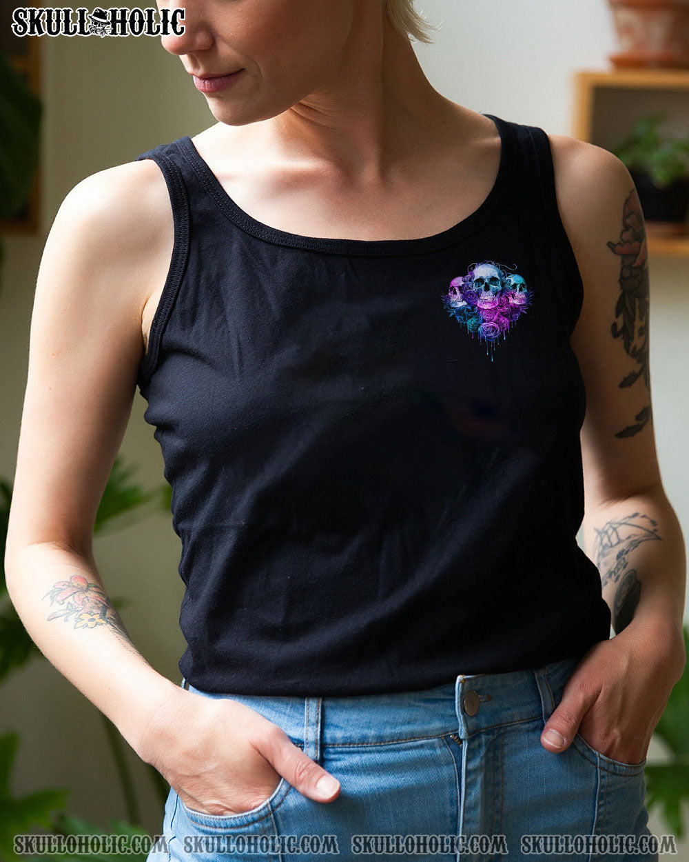 I TRY TO AVOID DRAMA PURPLE ROSE SKULLS OVER PRINT – TLNZ0602234