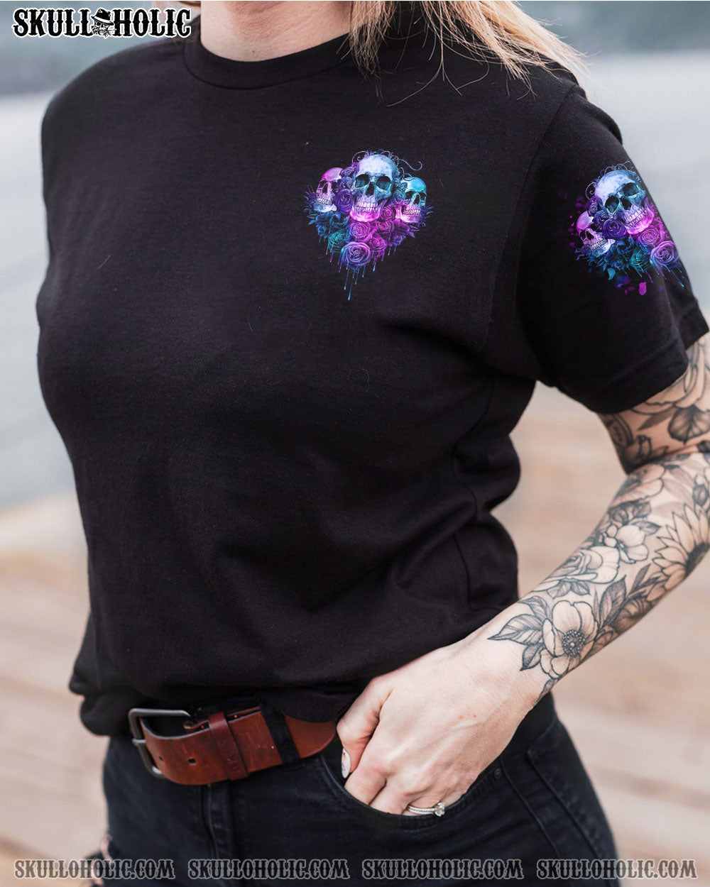 I TRY TO AVOID DRAMA PURPLE ROSE SKULLS OVER PRINT – TLNZ0602234