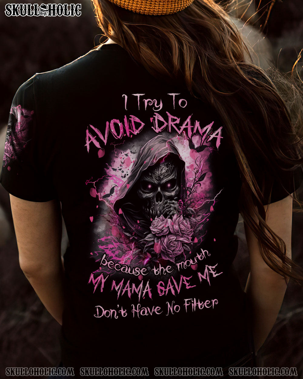 I TRY TO AVOID DRAMA REAPER ROSE ALL OVER PRINT – TLNZ1402233