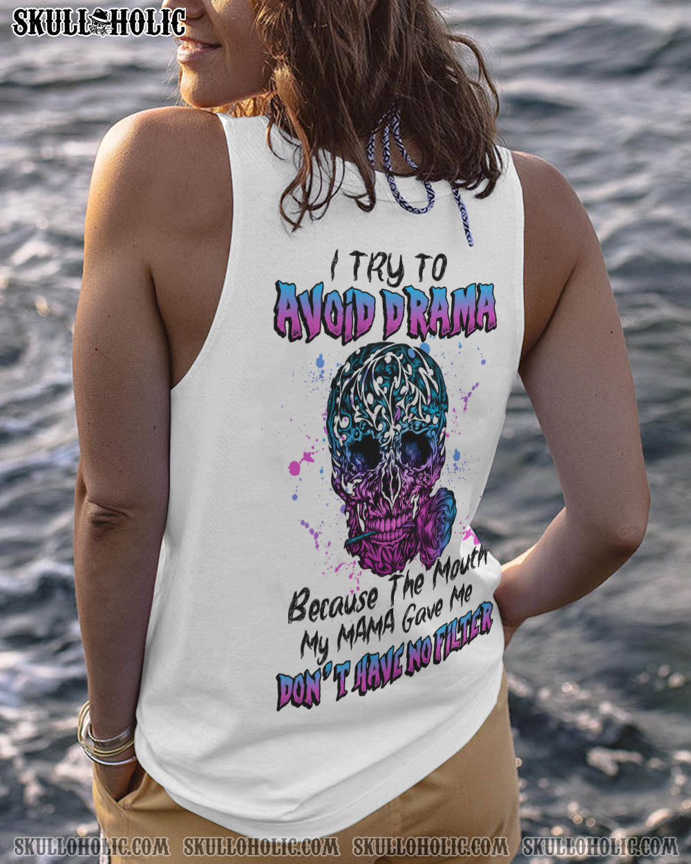 I TRY TO AVOID DRAMA TATTOOED SKULL ALL OVER PRINT – TLNZ0612223