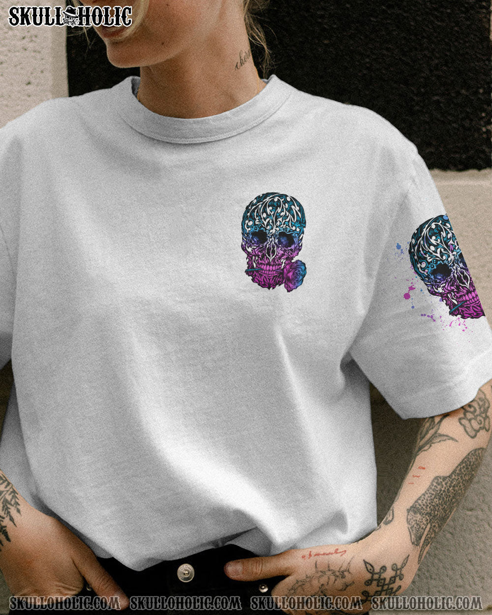 I TRY TO AVOID DRAMA TATTOOED SKULL ALL OVER PRINT – TLNZ0612223