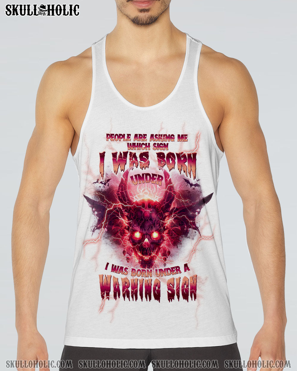 I WAS BORN UNDER A WARNING SIGN DEMON SKULL ALL OVER PRINT – TLPQ0104243