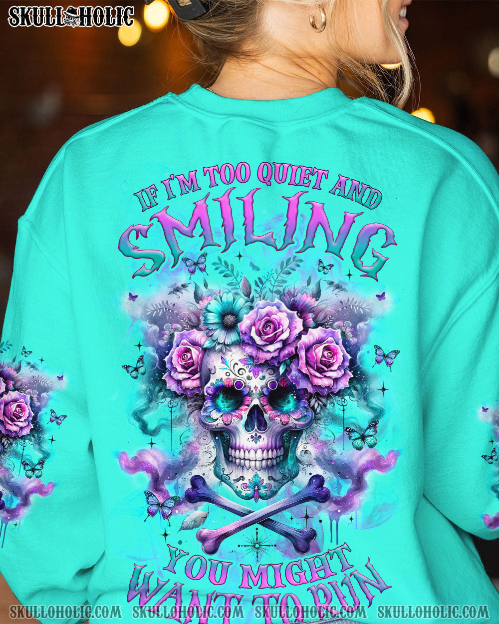 IF I’M TOO QUIET AND SMILING FLORAL SKULL ALL OVER PRINT – TLNZ0512232