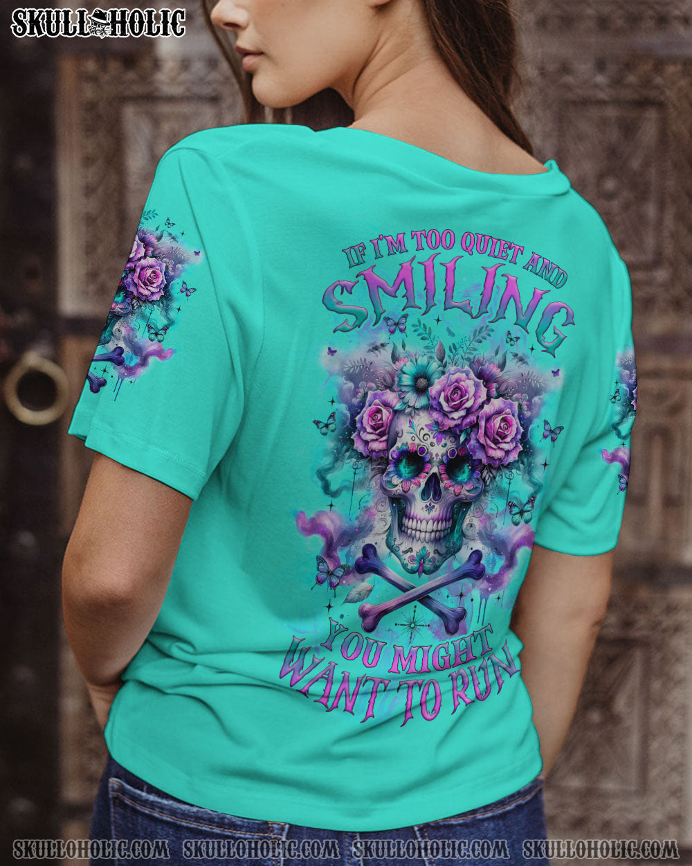 IF I’M TOO QUIET AND SMILING FLORAL SKULL ALL OVER PRINT – TLNZ0512232