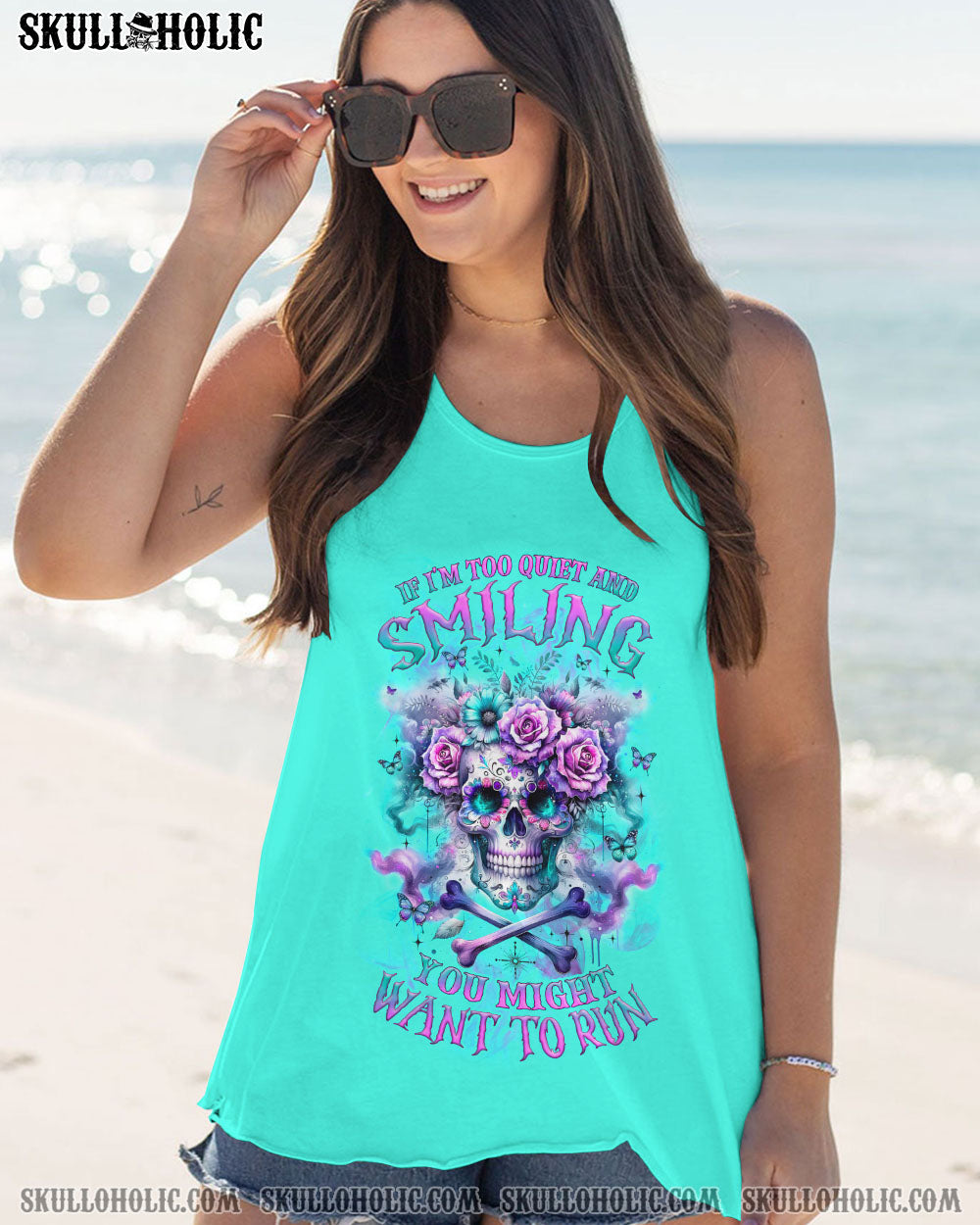 IF I’M TOO QUIET AND SMILING FLORAL SKULL ALL OVER PRINT – TLNZ0512232