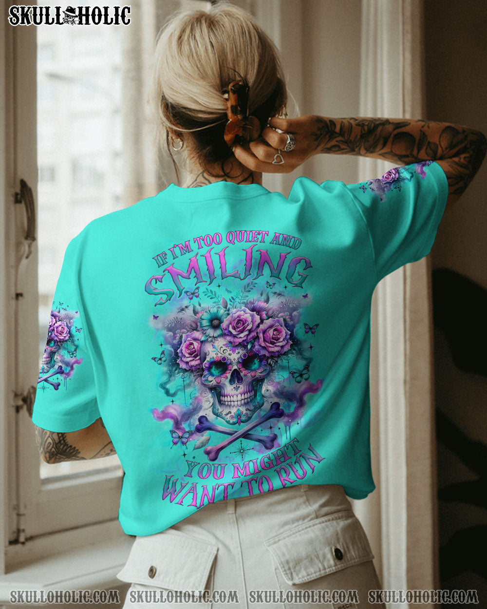IF I’M TOO QUIET AND SMILING FLORAL SKULL ALL OVER PRINT – TLNZ0512232