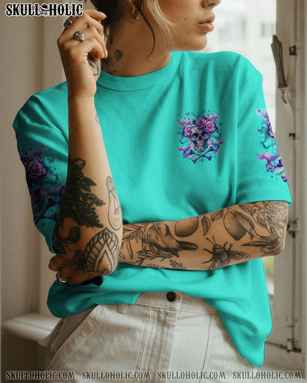 IF I’M TOO QUIET AND SMILING FLORAL SKULL ALL OVER PRINT – TLNZ0512232