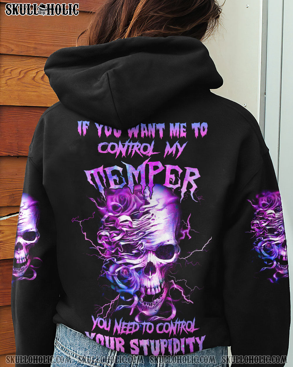 IF YOU WANT ME TO CONTROL MY TEMPER ROSE SKULL ALL OVER PRINT – TLNZ1002231
