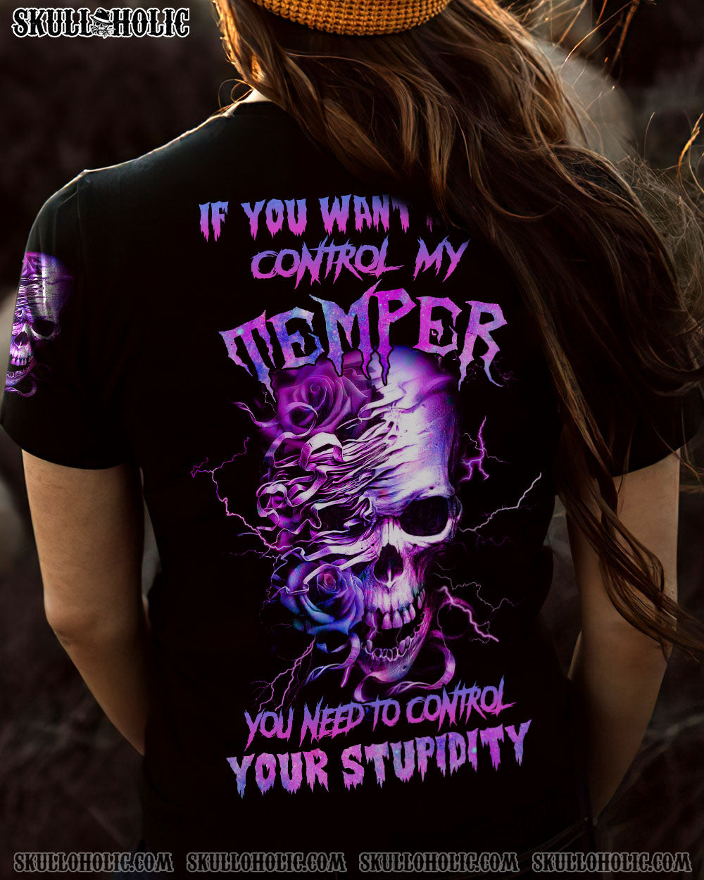 IF YOU WANT ME TO CONTROL MY TEMPER ROSE SKULL ALL OVER PRINT – TLNZ1002231