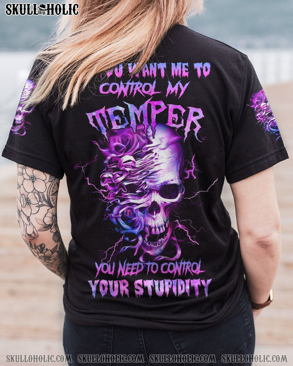 IF YOU WANT ME TO CONTROL MY TEMPER ROSE SKULL ALL OVER PRINT – TLNZ1002231