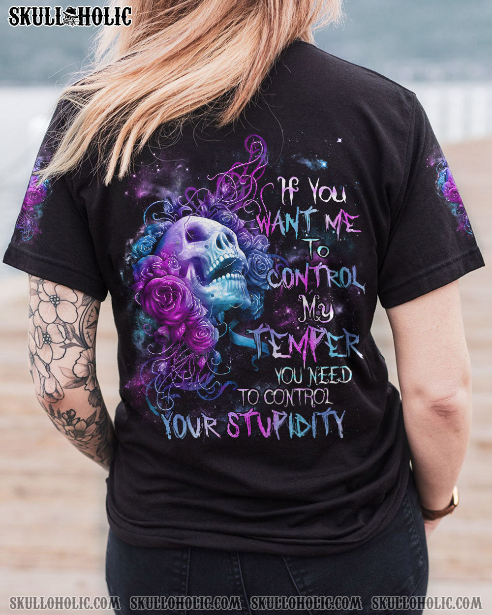 IF YOU WANT ME TO CONTROL MY TEMPER ROSE SKULL ALL OVER PRINT – TLNZ3103232