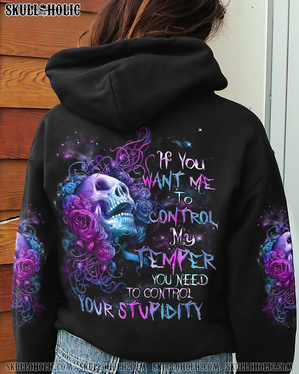 IF YOU WANT ME TO CONTROL MY TEMPER ROSE SKULL ALL OVER PRINT – TLNZ3103232