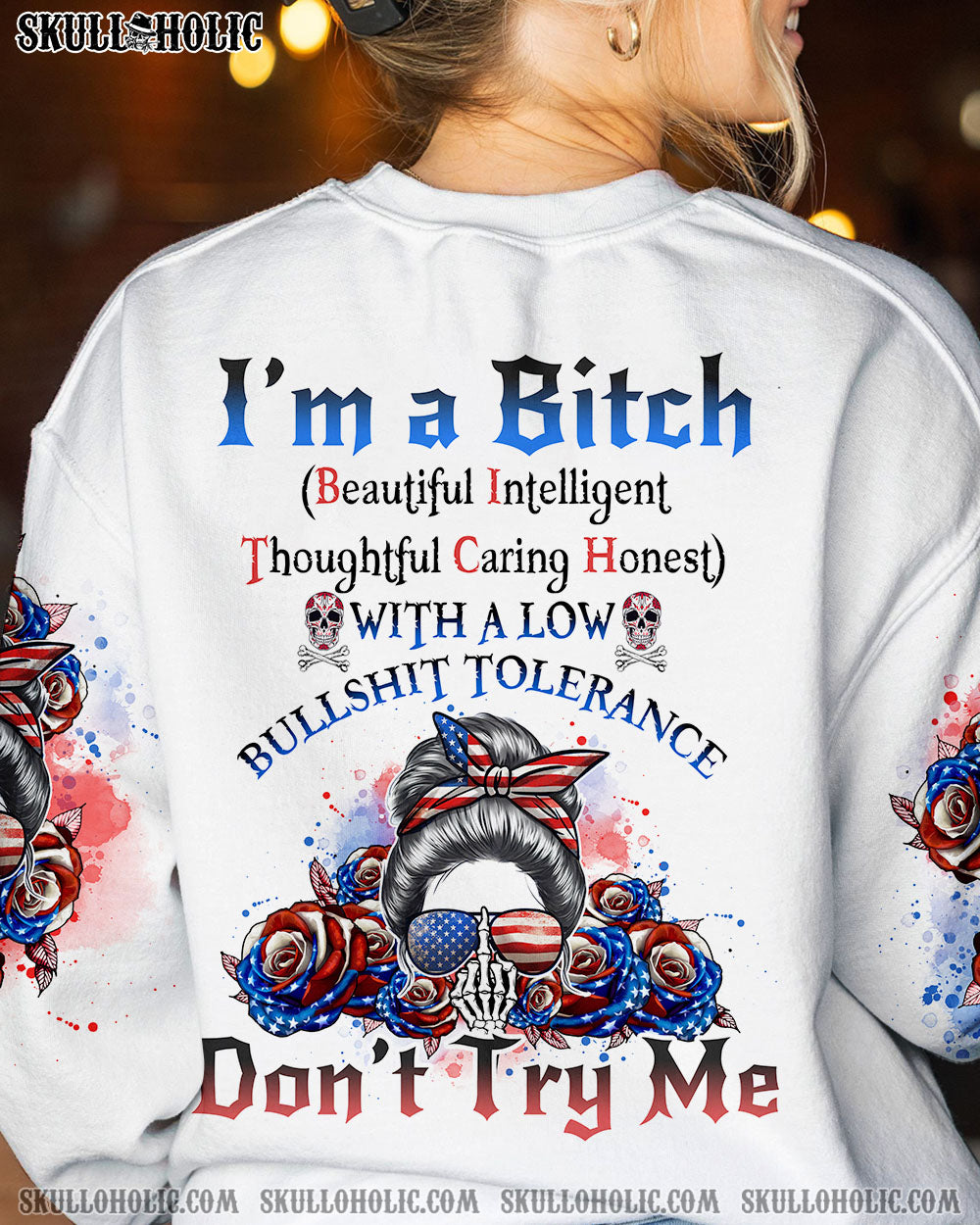 I’M A B DON’T TRY ME AMERICAN MESSY BUN ALL OVER PRINT – TLNO3101231