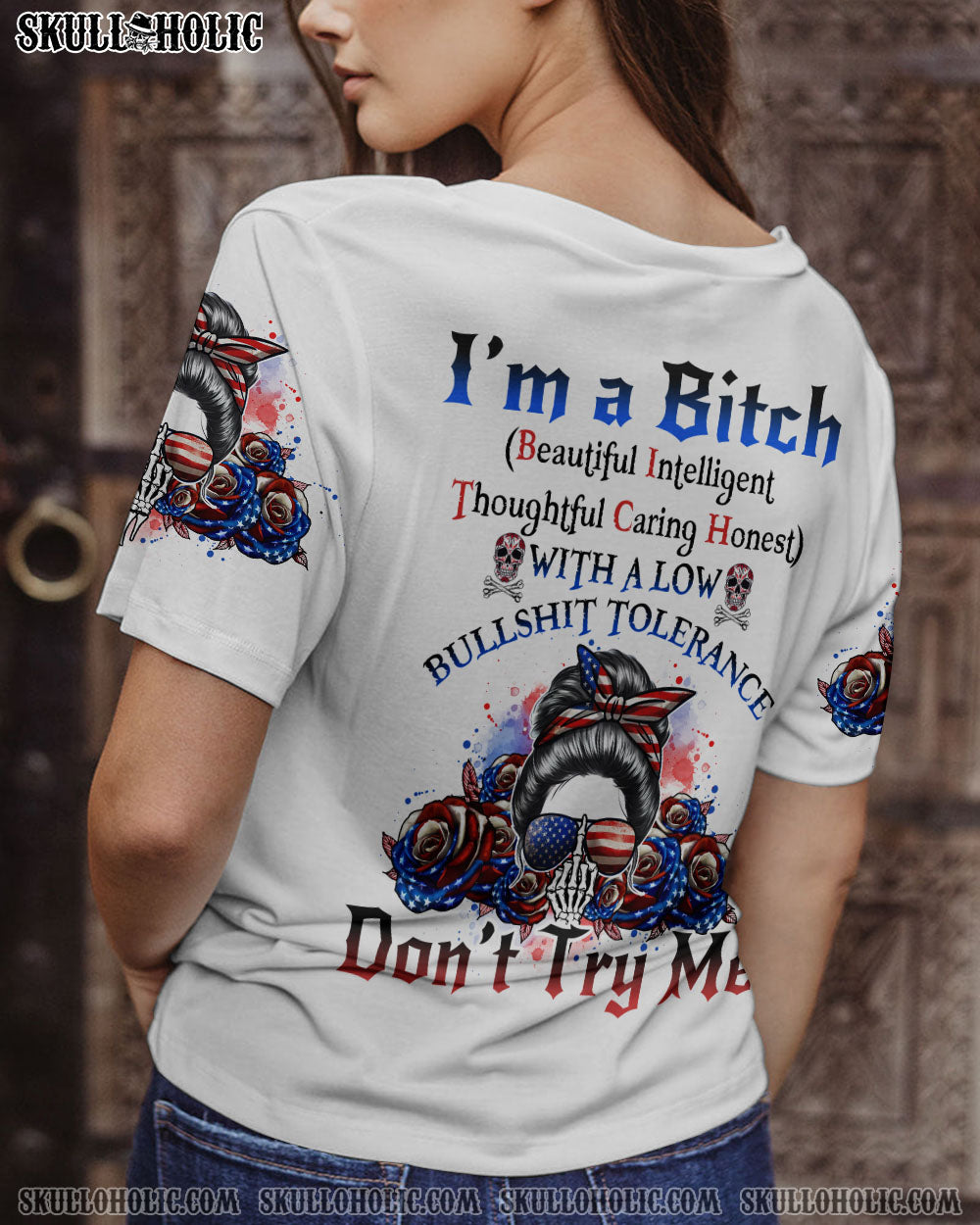 I’M A B DON’T TRY ME AMERICAN MESSY BUN ALL OVER PRINT – TLNO3101231
