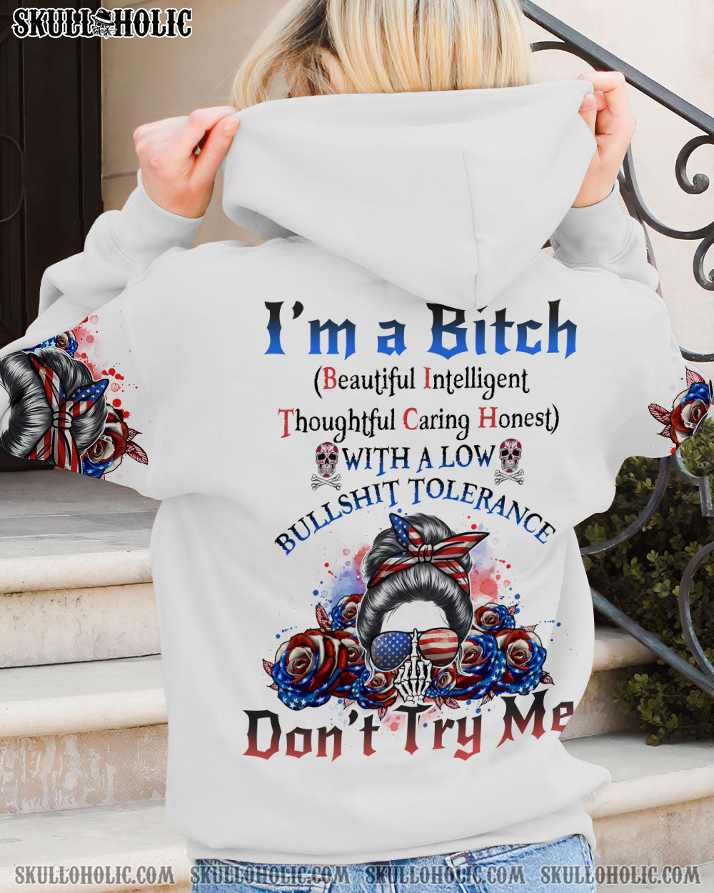 I’M A B DON’T TRY ME AMERICAN MESSY BUN ALL OVER PRINT – TLNO3101231