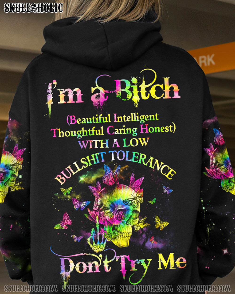 I'M A B DON'T TRY ME BUTTERFLY SKULL ALL OVER PRINT - TLNZ0703232