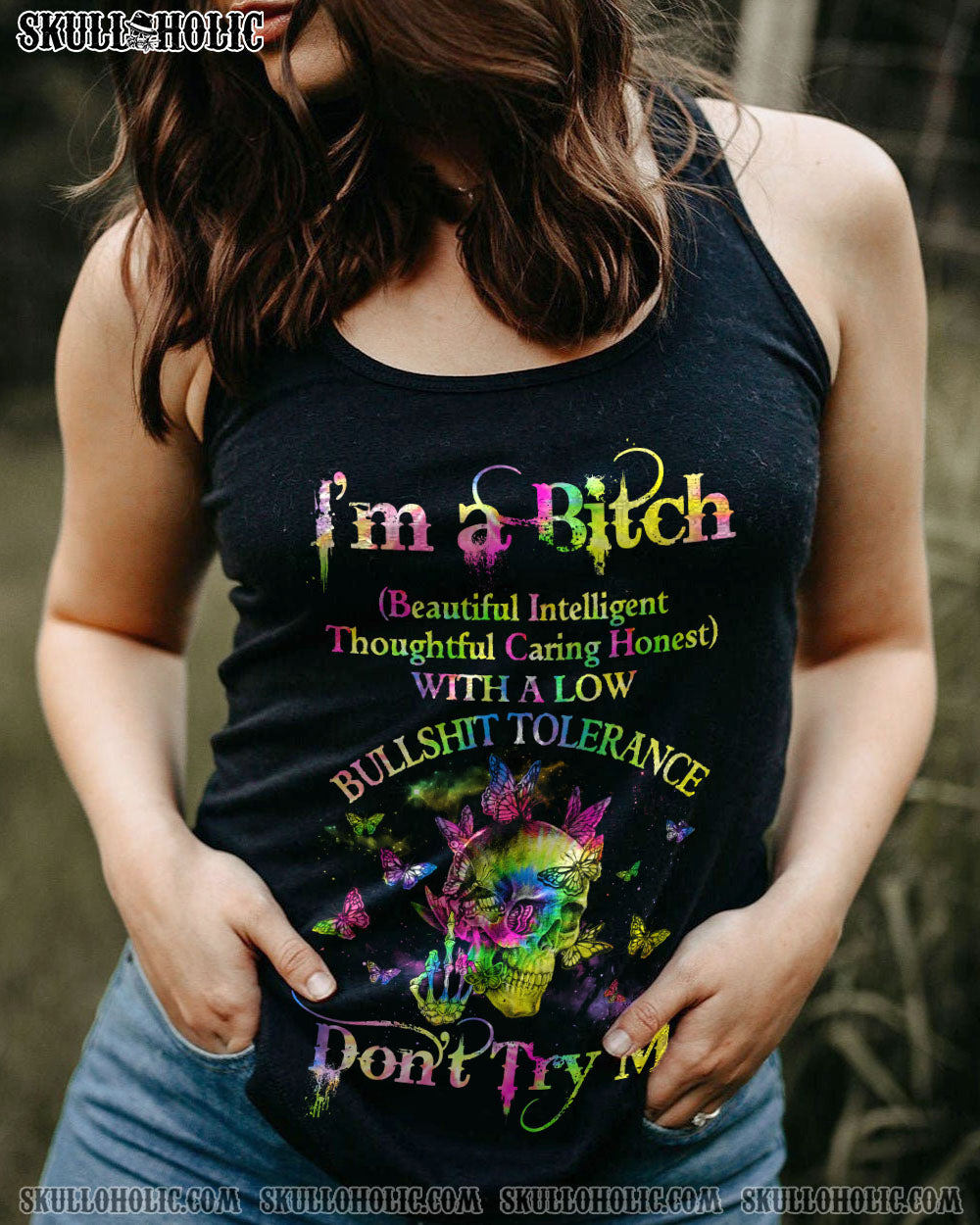 I’M A B DON’T TRY ME BUTTERFLY SKULL ALL OVER PRINT – TLNZ0703232