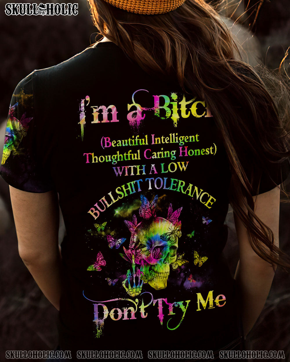I’M A B DON’T TRY ME BUTTERFLY SKULL ALL OVER PRINT – TLNZ0703232