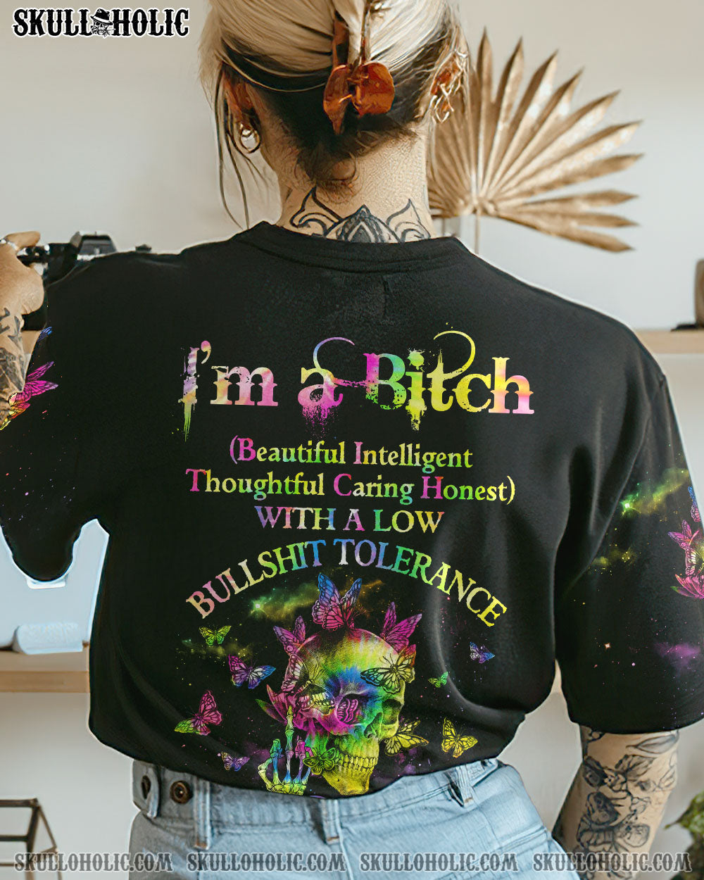 I’M A B DON’T TRY ME BUTTERFLY SKULL ALL OVER PRINT – TLNZ0703232